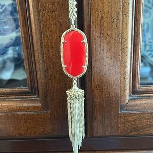 Like new Kendra Scott red and gold long tassel necklace